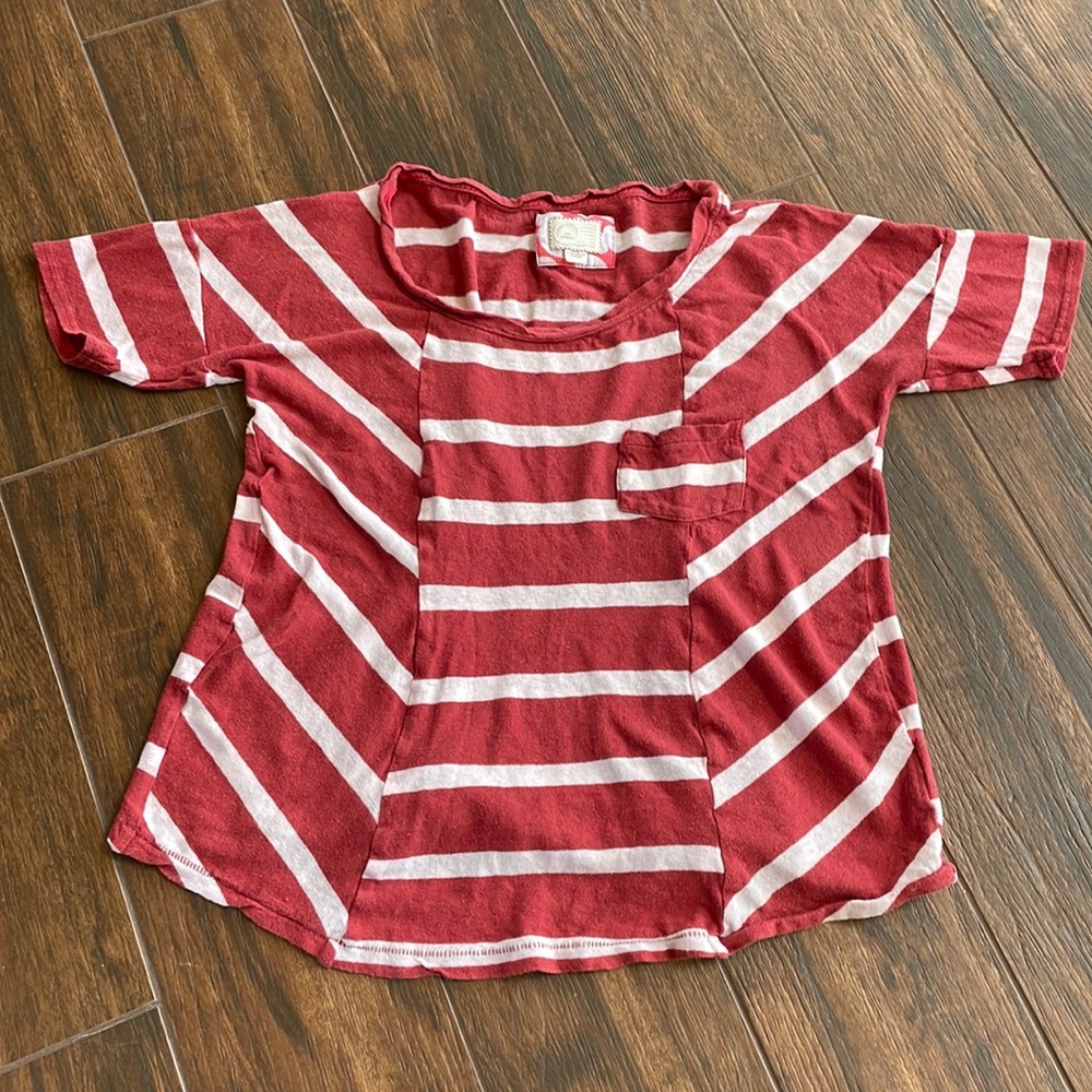Anthropologie red striped top size XS